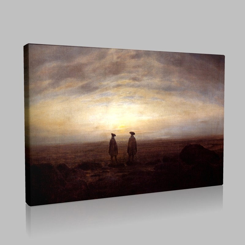 Caspar David Friedrich-Deux hommes en bord de mer au crépuscule Tablo